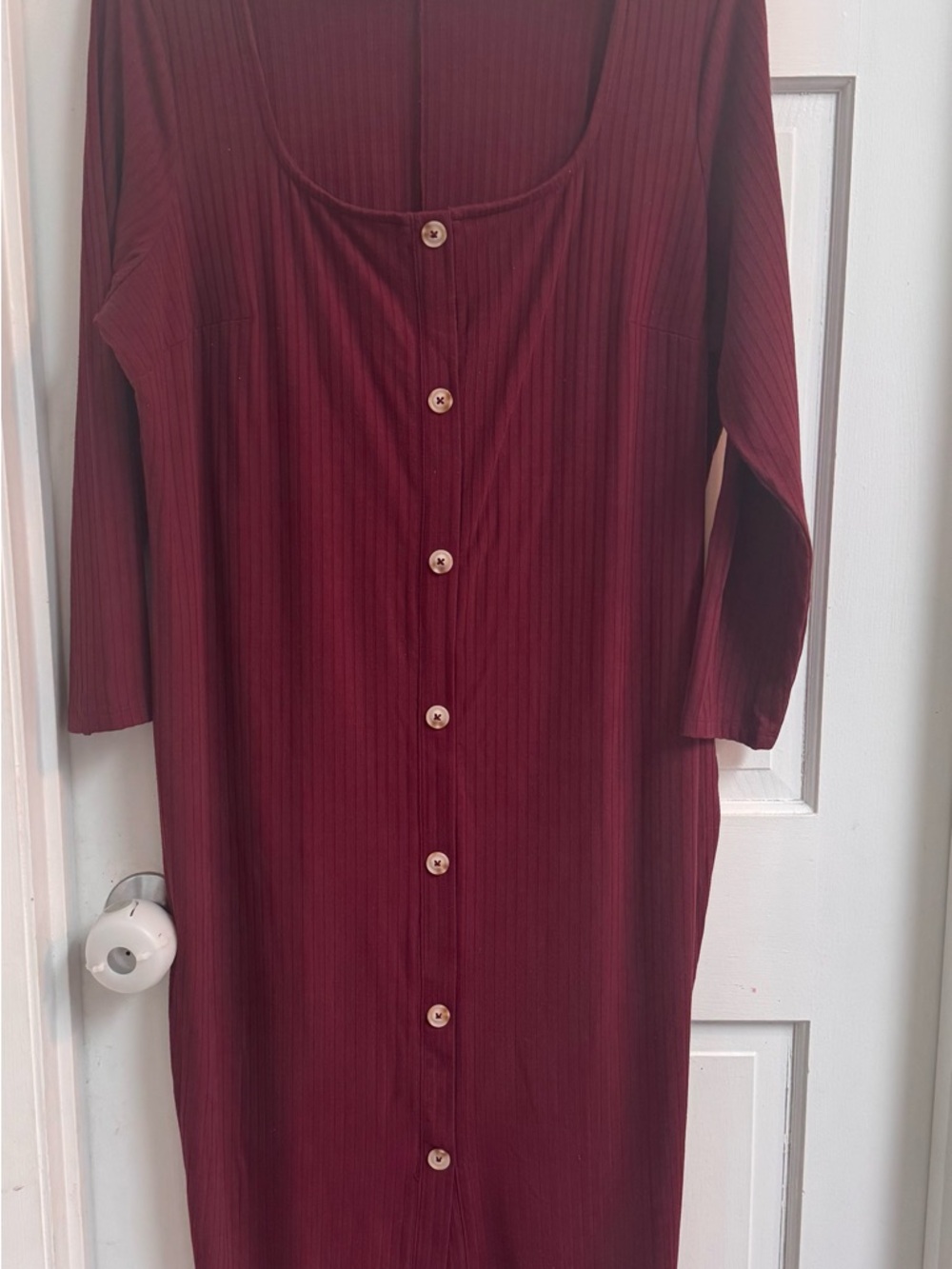 🚨LAST CHANCE; donating 4/22‼️Burgundy Ribbed Button-Front Maxi Dress